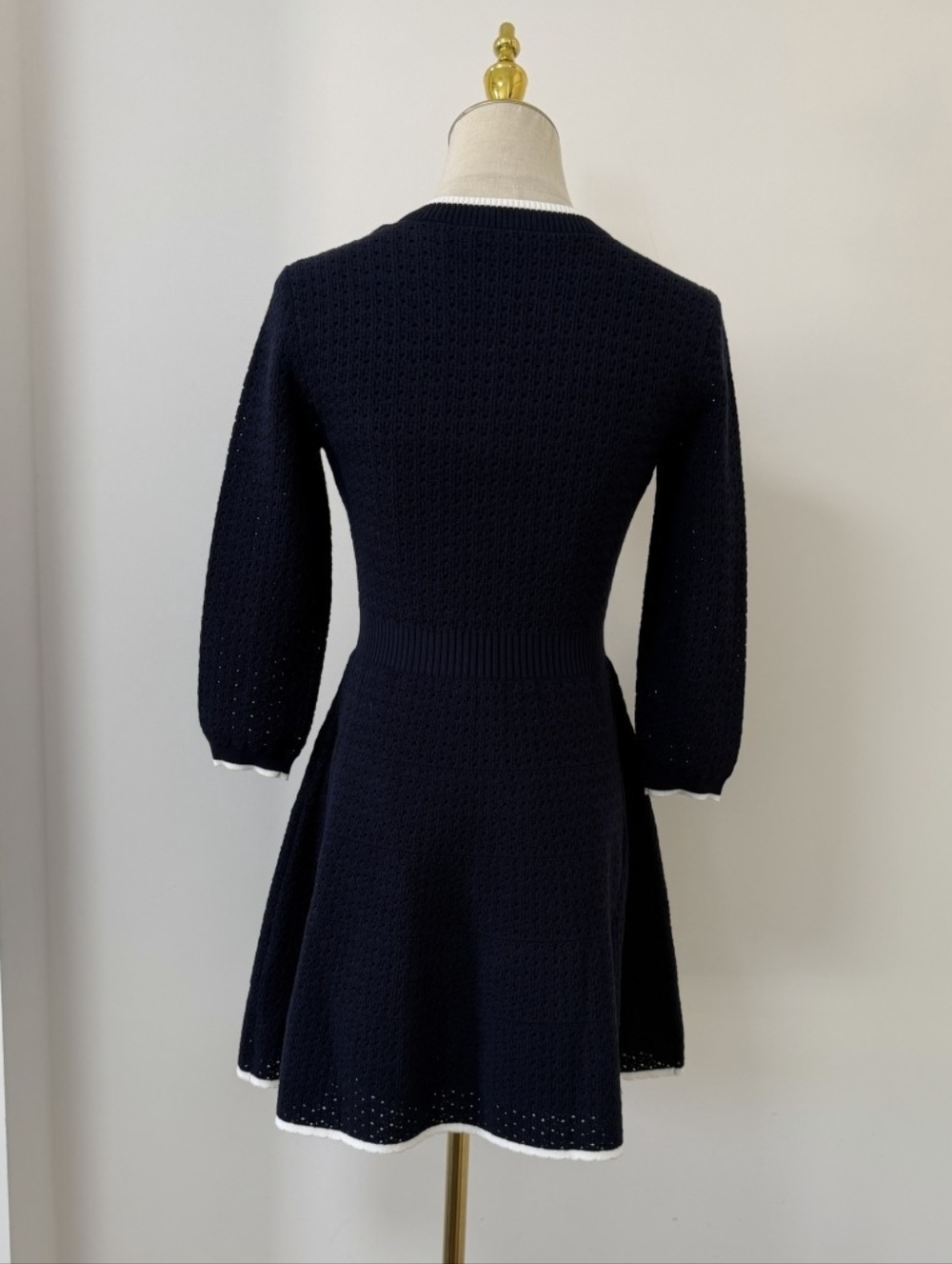Self Portriat Navy Bow Knit Mini Dress - Picture 7 of 13